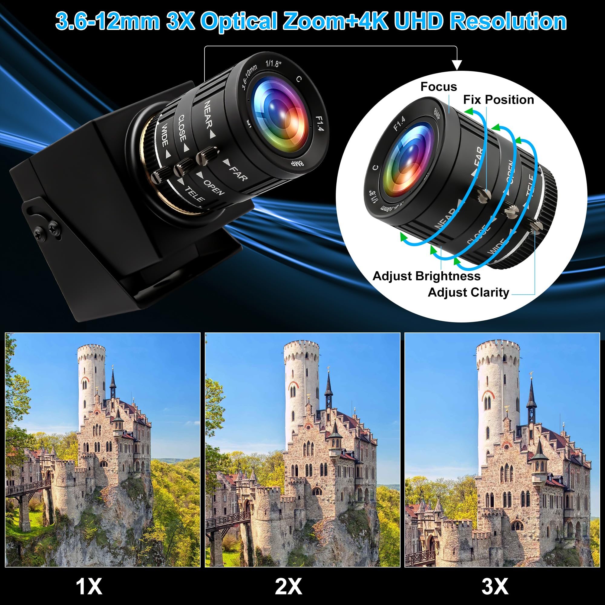 Amazon.co.jp: ELP 4K USB HDMIカメラ マニュアルズーム ウェブカメラ